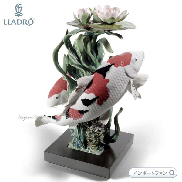 LLADRO リヤドロ 蓮に遊ぶ錦鯉 コイ 蓮 置物 01001959 限定制作 LLADRO リヤドロ 蓮に遊ぶ錦鯉 コイ 蓮 置物 01001959 限定制作