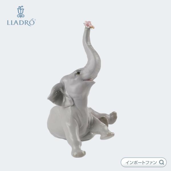 LLADRO（リヤドロ） うれしいな 赤ちゃん象とピンクの花 動物 01008491