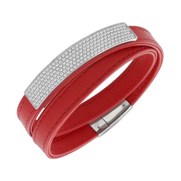 スワロフスキー 赤いクリスタル ブレスレット SWAROVSKI スワロフスキー ヴィオ レッド レザー ブレスレット