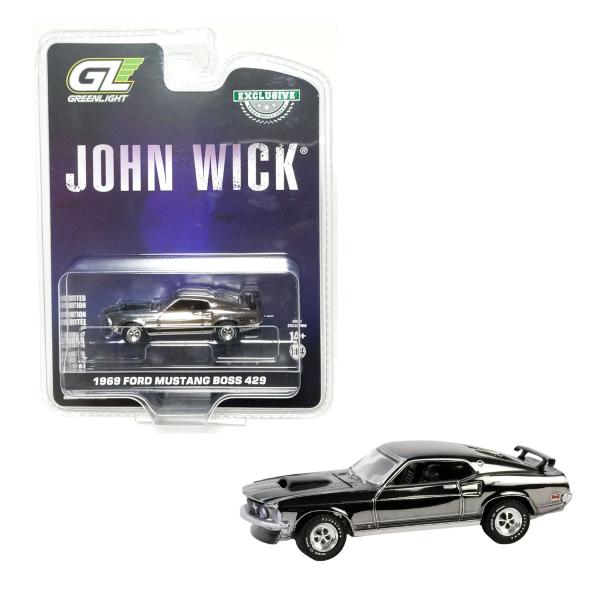 ジョン・ウィック ミニカー 1969 フォード マスタング ボス429 クローム 1/64 グリーンライト 世界4600個限定 アメ車 旧車 30557