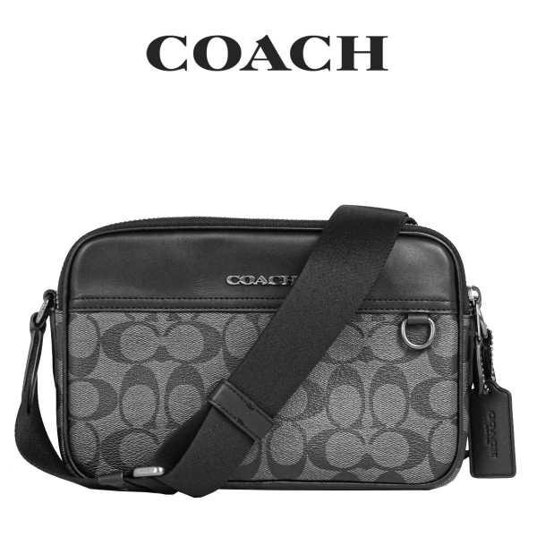 ★ コーチ COACH アウトレット メンズ バッグ ショルダーバッグ C4149 QBMI5(チャコール×ブラック) シグネチャー【在庫処分】