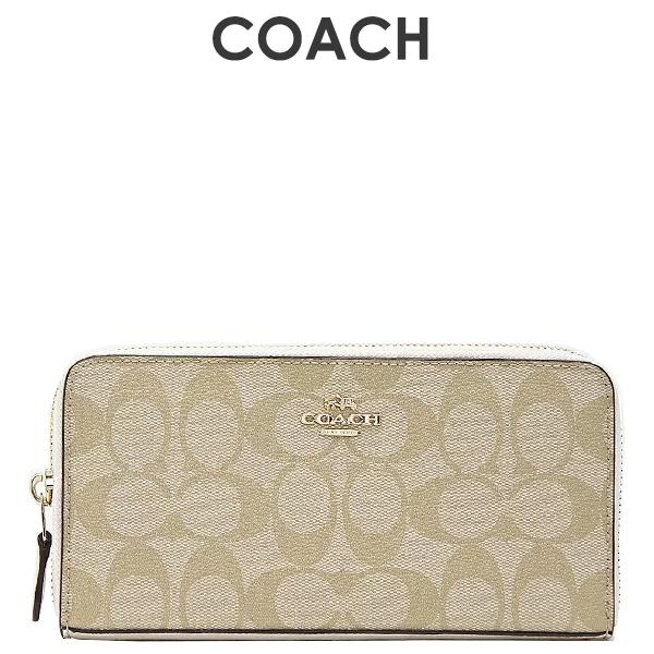 ★ コーチ COACH アウトレット レディース 財布 ラウンドジップ長財布 長財布 F54632 IMDQC(ライトカーキ×チョーク)  シグネチャー【在庫処分】