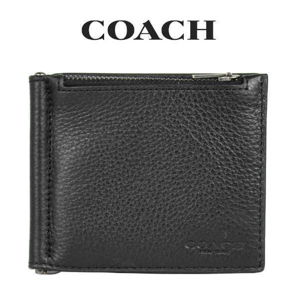 コーチ COACH アウトレット メンズ 財布 二つ折り財布 C8272 QB/BK(ブラック) ブラック【FKS】