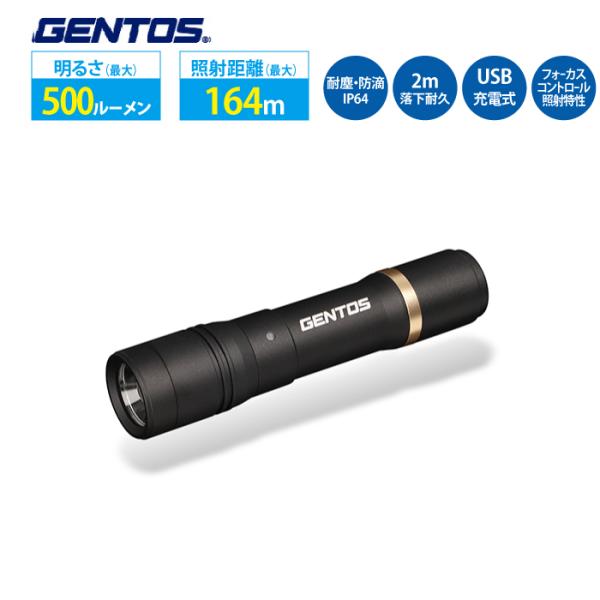 懐中電灯 GENTOS ジェントス RX-285R LED フラッシュライト 小型 軽量 防災 非常用 停電対策 アウトドア  LEDライト 充電式専用充電池 強力 ハンディライト
