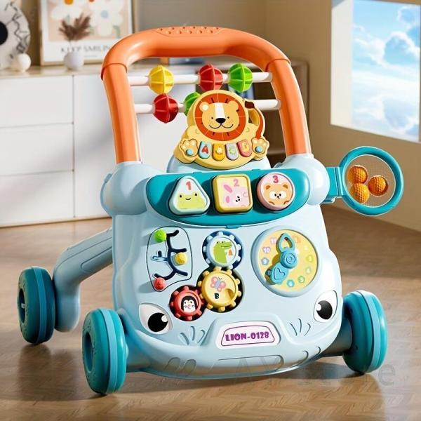 多機能 赤ちゃん用ウォーカー 手押し歩行器 速度調整可能 転倒防止設計 6 ヶ月?対応 音光仕掛けおもちゃ付 早期教育 知育玩具 手先器用さ育成 歩行練習 誕生日