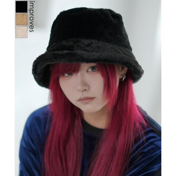 ハット メンズ ファー バケットハット 帽子 ストリート カジュアル アメカジ 古着MIX 韓国ファッション ベージュ ホワイト ブラック