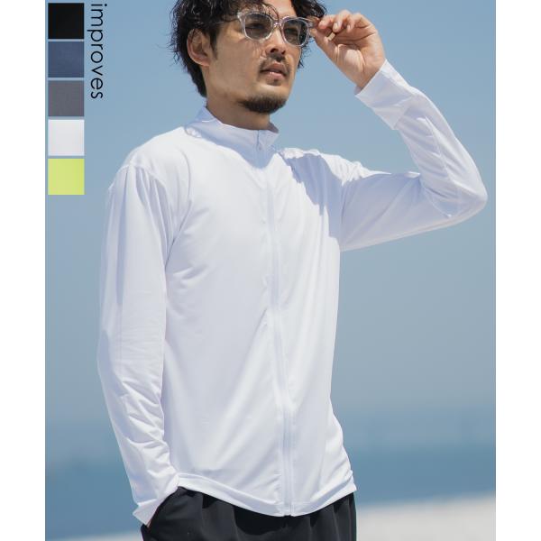 ラッシュガード メンズ フロントジップ ジップアップ ライトアウター 水着 海水浴  アメカジ カジュアル サーフ サーファー ストリート 西海岸 大人カジュアル