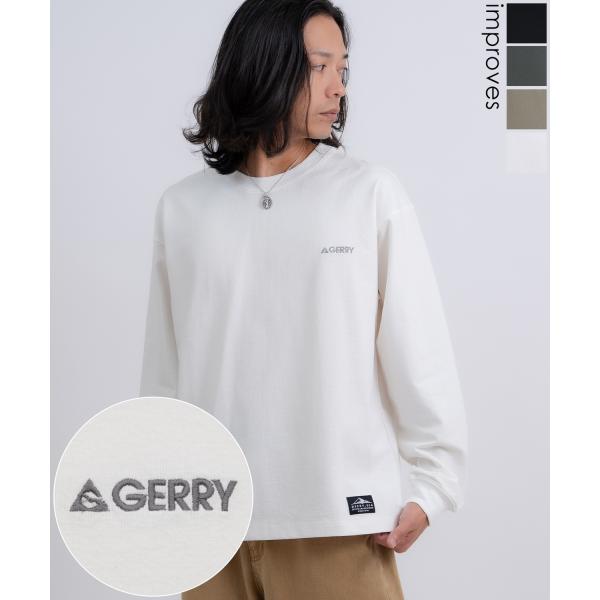 長袖Tシャツ メンズ GERRY ジェリー カットソー ワンポイント ピスネーム 高ストレッチ性 アウトドア ストリート アメカジ 古着MIX ホワイト ブラック