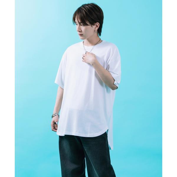 半袖Tシャツ メンズ レディース オーバーサイズ SHISKY イレギュラーヘム ロング丈 カットソー ビッグシルエット ストリート 韓国ファッション