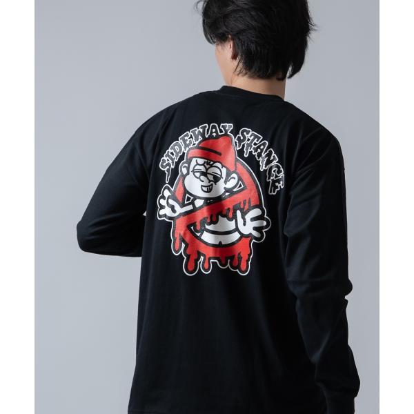 長袖Tシャツ メンズ SIDEWAY STANCE サイドウェイスタンス オリジナルプリント グラフィック バックプリント ロンT 通行止め オーバーサイズ 大きめ