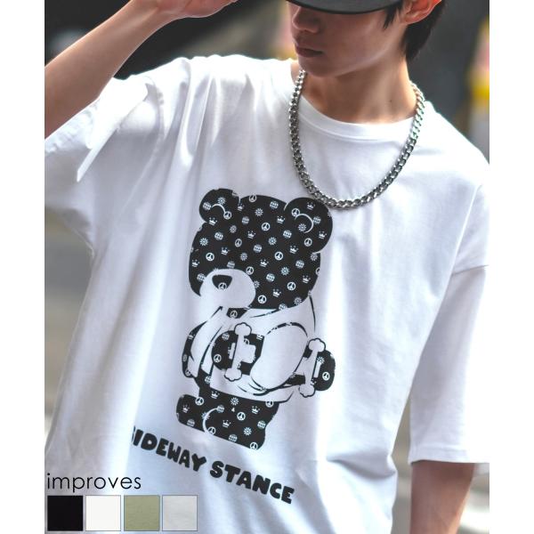 半袖Tシャツ メンズ SIDEWAY STANCE サイドウェイスタンス オリジナルプリント グラフィック モノグラム ベア オーバーサイズ 大きめ