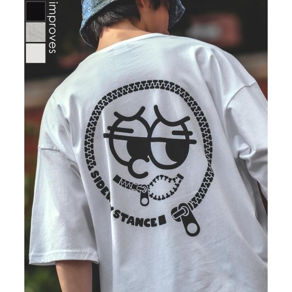 半袖Tシャツ メンズ SIDEWAY STANCE サイドウェイスタンス オリジナルプリント グラフィック ファスナー マスコット オーバーサイズ 大きめ