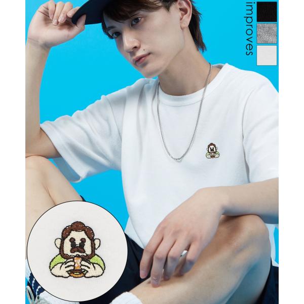 Tシャツ メンズ SIDEWAY STANCE サイドウェイスタンス パイル地 半袖カットソー ワンポイント刺しゅう アメカジ カジュアル スケーター ストリート 古着MIX 韓国
