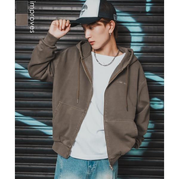 パーカー メンズ SIDEWAY STANCE サイドウェイスタンス スウェット ピグメント ジップパーカー ストリート カジュアル 韓国