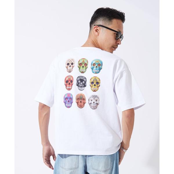 半袖Tシャツ メンズ レディース カラフル スカル グラフィック クルーネック SIDEWAY STANCE オーバーサイズ メキシカン ストリート 韓国ファッション
