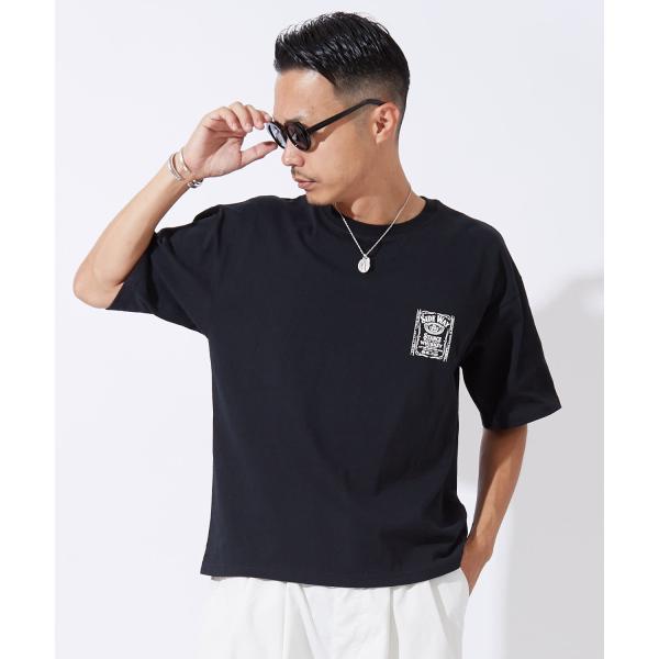 半袖Tシャツ メンズ レディース ウィスキーラベル グラフィックプリント 綿100 ビッグシルエット ストリート 古着MIX