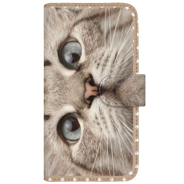 スマホケース 猫 手帳型 全機種対応 厚手 with NYAGO 【 NYAGO ナチュラルドット くんくん ペロペロだにゃ〜。 くんくん 鼻チュー 】iPhone Xperia Galaxy