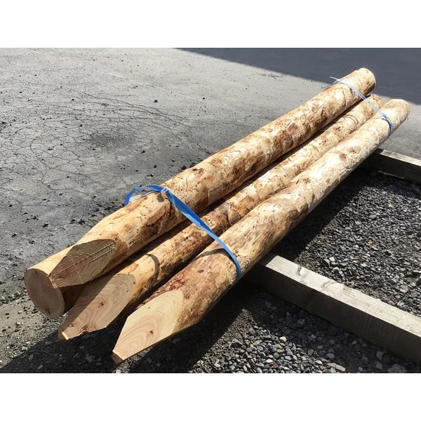 松杭（くい）長さ2M 径90ミリ 1本 皮ハギ 先突け【宅配便出荷