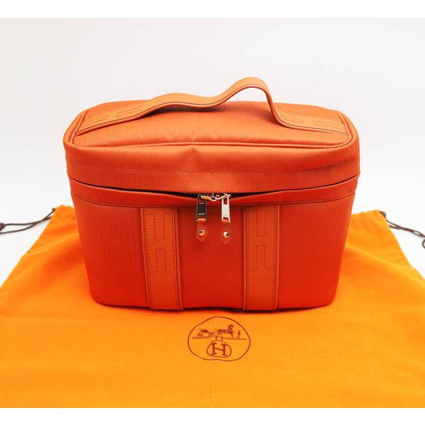 【中古品】エルメス　アカプルコバニティバッグ　キャンバス×カーフ　オレンジ