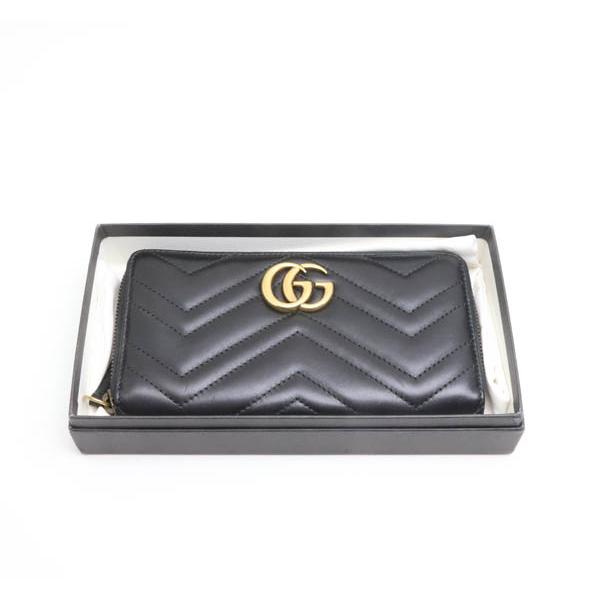 GUCCI（グッチ） 中古品 GGマーモント ラウンドファスナー ブラック
