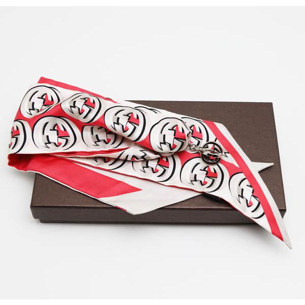 GUCCI 中古品 グッチ スカーフ シルク ピンク スカーフリング