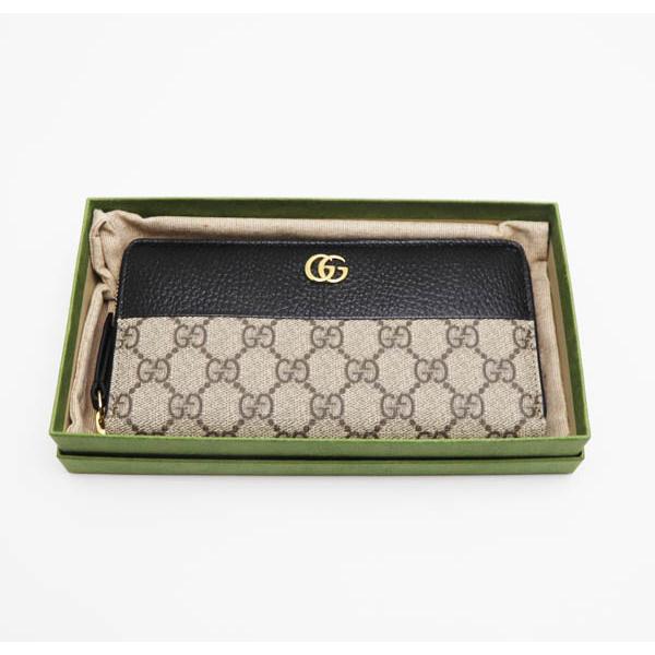 新品同様品 グッチ ジップアラウンドファスナー 長財布 GGスプリーム 