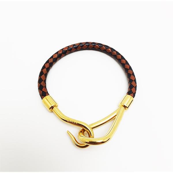 HERMES エルメス ジャンボブレス 編み込みレザー ブラック ゴールド金具 HERMES エルメス ジャンボブレス 編み込みレザー ブラック