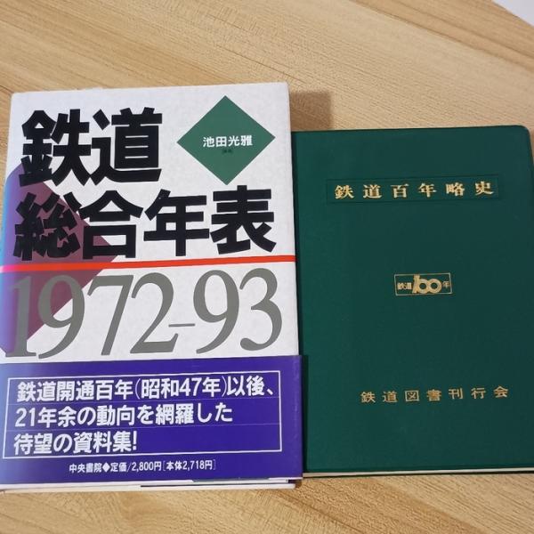 鉄道百年略史 鉄道図書刊行会　鉄道百年略史 編さん委員会/鉄道総合年表 1972−93 中央書院　池田光雅　２冊セット