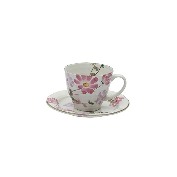 コーヒーカップ 花さとコーヒー碗皿コスモス/碗直径9.2×h7.6cm 皿直径15.8×h2.2cm/業務用/新品