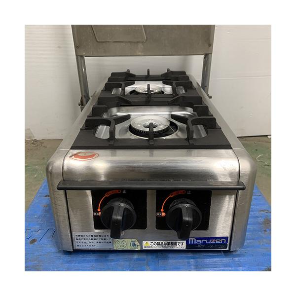 卓上ガスコンロ 2口 マルゼン M-822DC プロパンガス 業務用 中古/送料