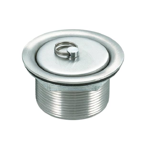 簡易蓋付の排水金具です。耐食性に優れたステンレス製です。【注意】簡易蓋は構造上完全に水漏れを防ぐ事はできません。商品名：共栓 ステンレス製 G1-1/2ネジ TO-152-40A Φ63×H38mmメーカー：SUGICO(スギコ)メーカー品...