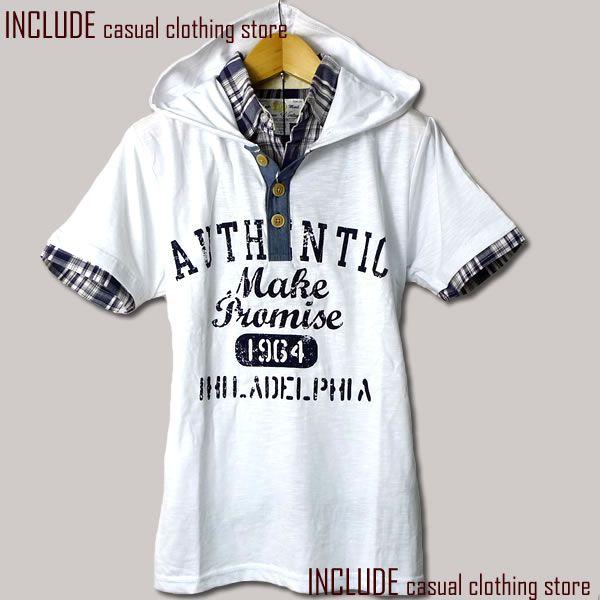 フェイクチェックシャツ半袖プルパーカー カットソー ｔシャツ メンズ 白 レイヤード アメカジ カレッジ Buyee Buyee 提供一站式最全面最专业现地yahoo Japan拍卖代bid代拍代购服务 Bot Online
