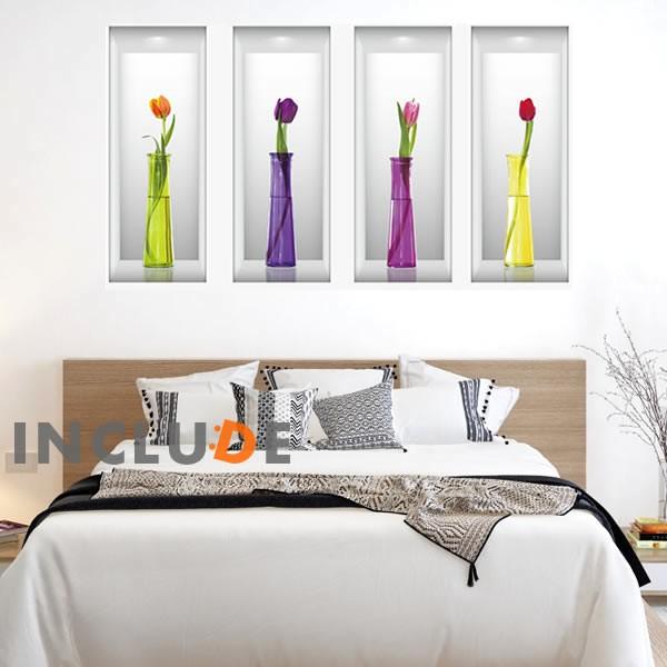 ウォールステッカー 花瓶 花 だまし窓 偽窓 4枚セット 3d 立体 フラワー 花瓶 ウォールアート トリックアート ガラスの花 Atm Includeysp 通販 Yahoo ショッピング
