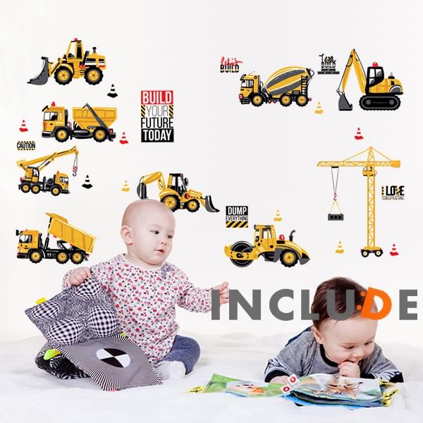 ウォールステッカー 工事車両 はたらくくるま 工事現場の車 ダンプ トラック ホイールローダー ブルトーザー ミキサー ショベル Atm Includeysp 通販 Yahoo ショッピング