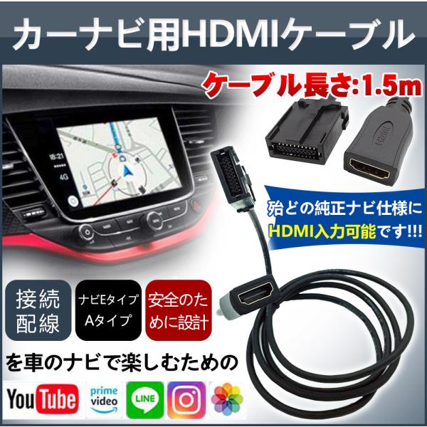Hdmiケーブル 車用 Eタイプ 約1 5m Hdmi接続コード 純正ナビ等 ミラーリング 接続 配線 コード D0 Usb Bl 藤原屋 通販 Yahoo ショッピング