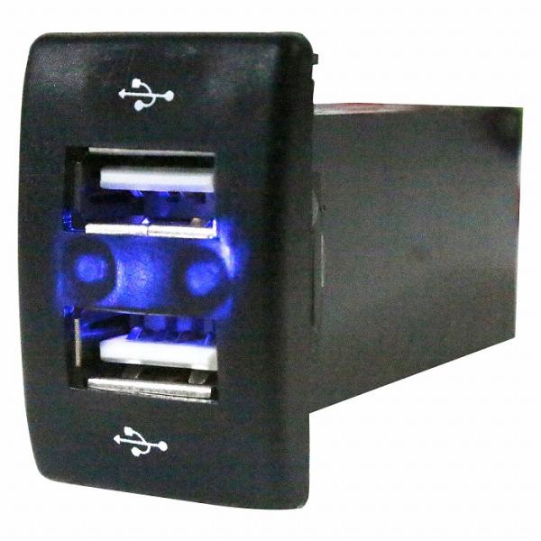 スズキAタイプ キャリイ DA63T H14.5〜H25.8 LED/ブルー 2口 USBポート 充電 12V 2.1A 増設 パネル USBスイッチホールカバ