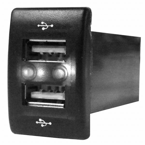 スズキAタイプ エブリイワゴン DA64W H17.8〜 LED/ホワイト 2口 USBポート 充電 12V 2.1A 増設 パネル USBスイッチホールカバー