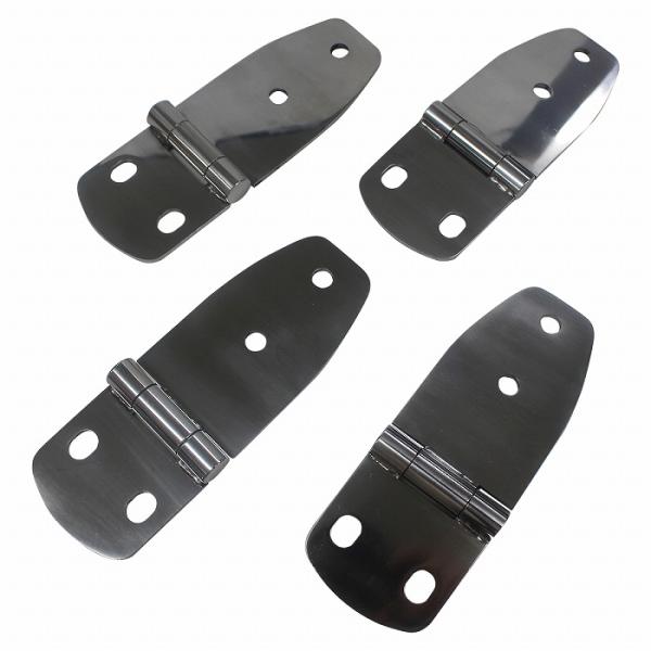 ・1台分（4枚）セットです・ステンレス製のドアヒンジで外面、軸摩擦部もサビが発生しにくい仕様です。・3.0mm厚で強度も充分です。・純正品よりもオーバーサイズですので、塗装の境目が隠せます。適合車種：ジムニー SJ30 SJ40 JA71 ...
