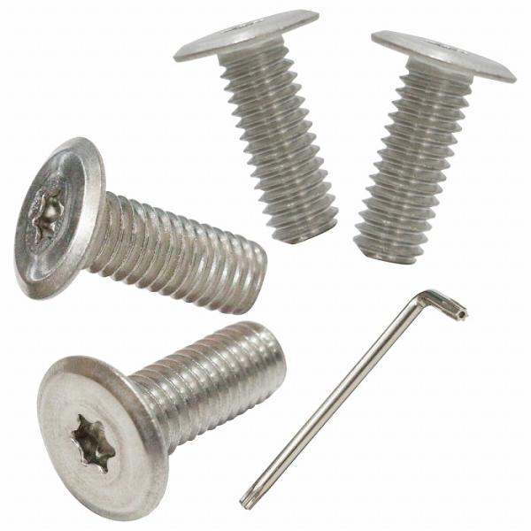 ナンバーボルトを純正の厚いボルトから薄型にカスタムしたい方におすすめ！バイク・自動車などにご利用いただけます。◆サイズ：M6 × 15mm◆仕様：いたずら防止ネジ◆個数：4本セット◆付属品：トルクスレンチ付き