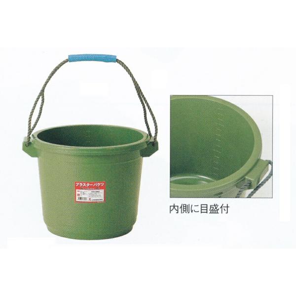 ●左官、土木作業用バケツとして最適です。●柔軟性があり、高い耐久性もございます。●内部に目盛が付いているので作業性に優れます。●取っ手用のロープが付属しています●外寸(mm)：直径330x高さ260●材質：LLDPE（低密度ポリエチレン）、...