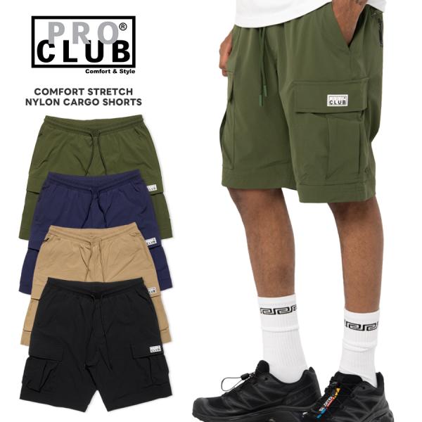 PRO CLUB �v���N���u COMFORT STRETCH NYLON CARGO SHORTS �J�[�S�V���[�c �i�C�����V���[�c �n�[�t�p���c �V���[�g�p���c �V���v�� ���i�摜