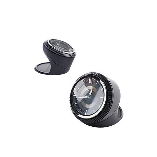 高級車アナログ 時計 バイク オートバイ用 カー用品ダッシュボード時計メタル素材 針夜光 Black