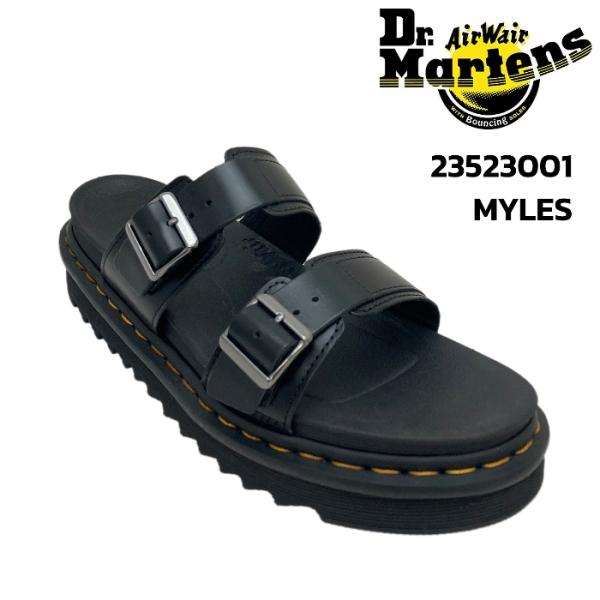 Dr.martens ドクターマーチン サンダル MYLES マイルズ 2ストラップ ユニセックス BLACK ブラック イエローステッチ エアウェア 23523001