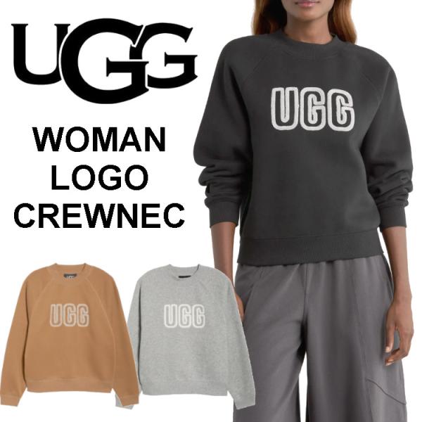 UGG アグ  W UGG LOGO CREWNECK レディース ロゴ クルーネック トレーナー 1171477 トレーナー スウェット ロゴ 裏起毛
