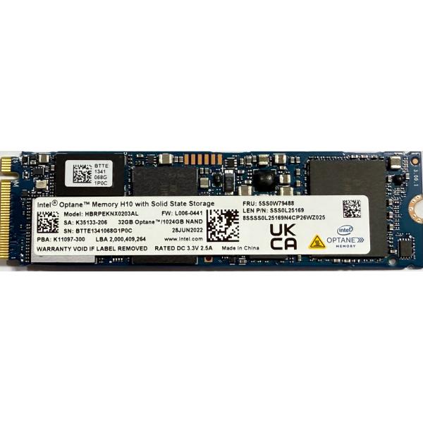 未使用に近い Intel Optane Memory H10 with solid state storage HBRPEKNX0203AL 32GB optane +1024GB NAND 2280サイズ M.2crystaldiskin...