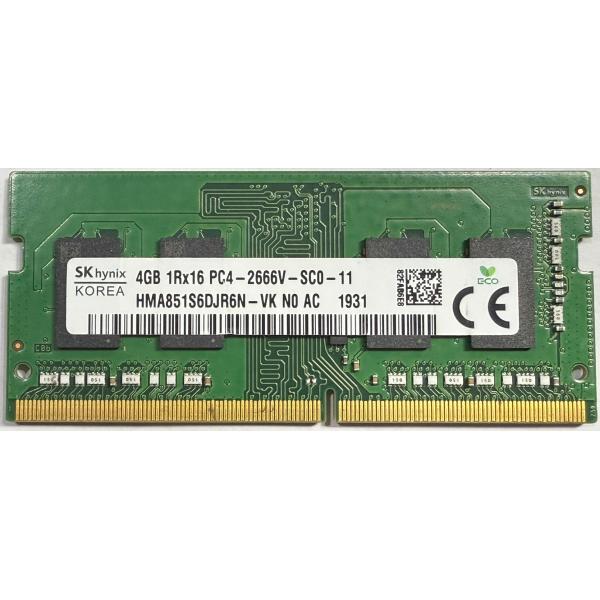 中古 SK hynix 1R×16 PC4 2666V 4GB DDR4 SO-DIMM 片面実装HMA851S6DJR6N-VKロットはランダムとなります。パッケージ、その他付属品はありません。・発送　簡易梱包クリックポストにて2営業日以...