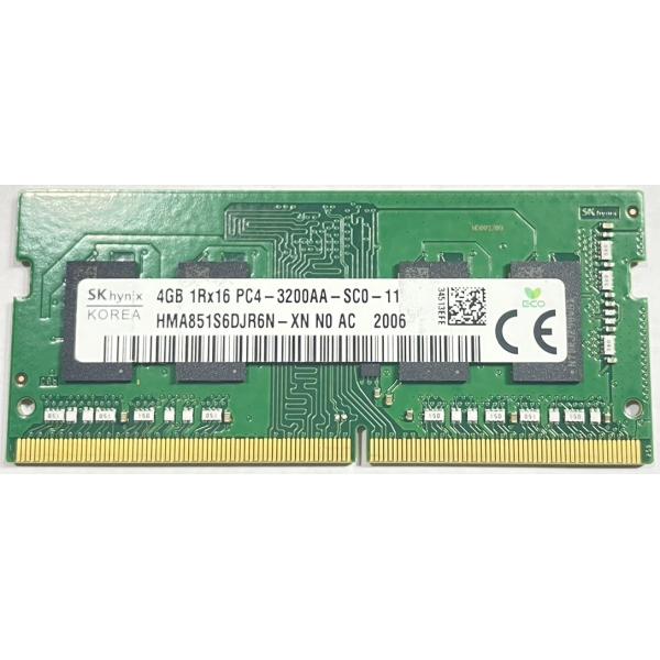 中古 SK hynix 1R×16 PC4 3200 4GB DDR4 SO-DIMM 片面実装HMA851S6DJR6N-XNロットはランダムとなります。パッケージ、その他付属品はありません。・発送　簡易梱包クリックポストにて2営業日以内...