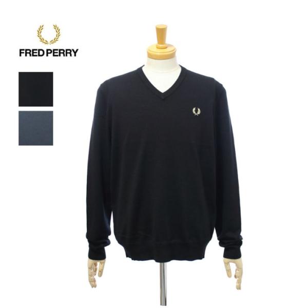 FRED PERRY フレッドペリー セーター メンズ Vネックニット K9600 / CLASSIC V NECK JUMPER ブラック 定番人気商品 FRED PERRY（フレッドペリー） K9600 Vネック 長袖 プルオーバーニット