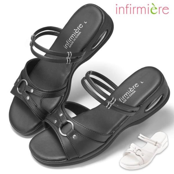 プチプラが可愛い！ここでしか買えない！アンファミエオリジナルサンダル狙い目デザインをお手頃価格で賢くゲット！・リング＆スタッズでクールな印象に・時に応じてサンダルORミュールに履き分けて２WAY・衝撃を吸収・分散するエアーパーツ・底はノンス...