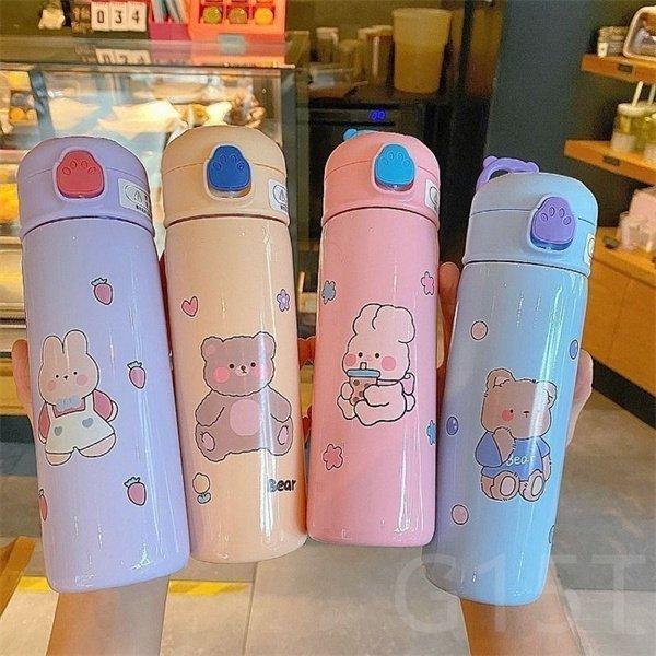学生可愛いストロー付き保温水筒お子様用可愛いマグボトルステンレスボトルお子様持ち運びやすい携帯用コップ魔法瓶通学遠足直飲み軽量構造旅行用品登山ボトル Pf06 Infit Store4 通販 Yahoo ショッピング